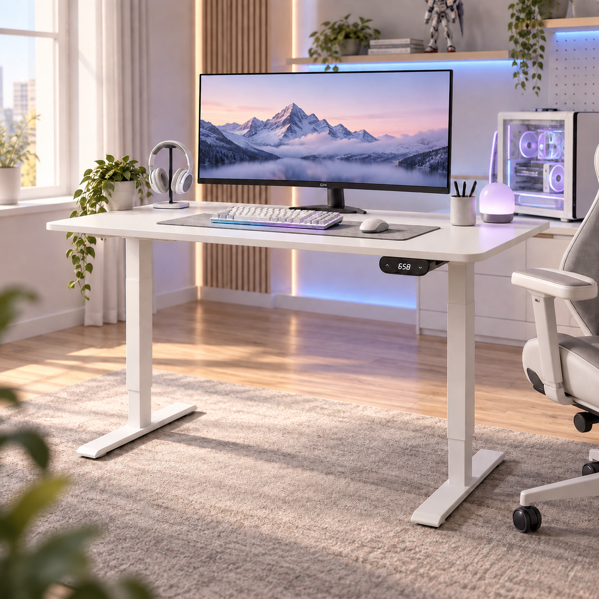 Elevate Yükseklik Ayarlı Oyuncu Masası Beyaz