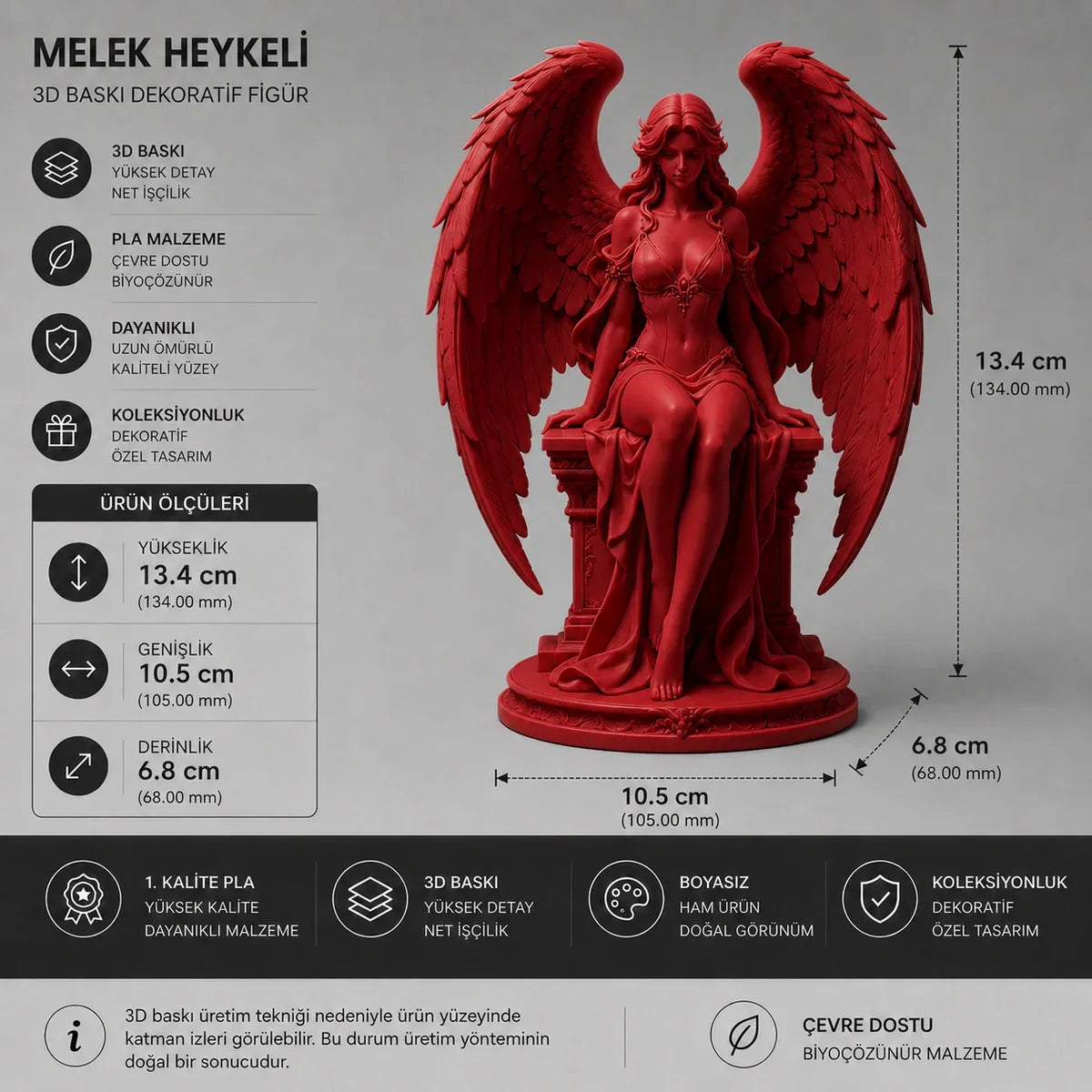Melek Heykeli 3D Baskı Dekoratif Koleksiyon Figürü