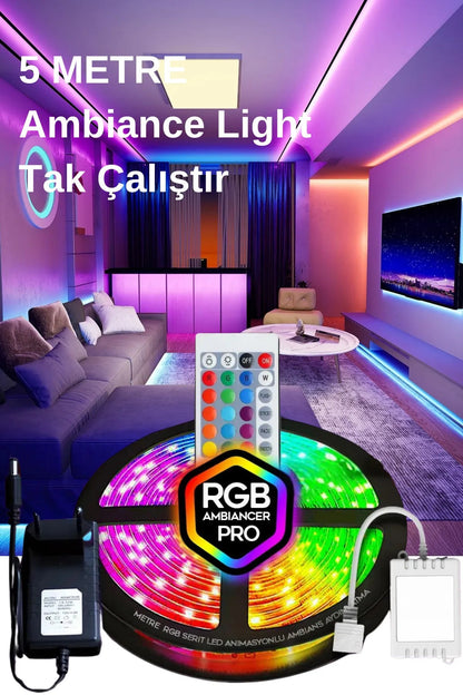 RGB LED Şerit 16 Renk Kumandalı 5 Metre