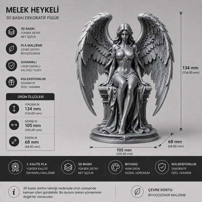 Melek Heykeli 3D Baskı Dekoratif Koleksiyon Figürü