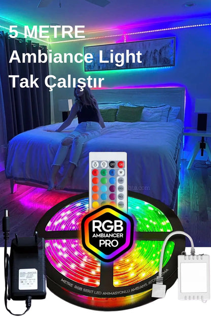 RGB LED Şerit 16 Renk Kumandalı 5 Metre