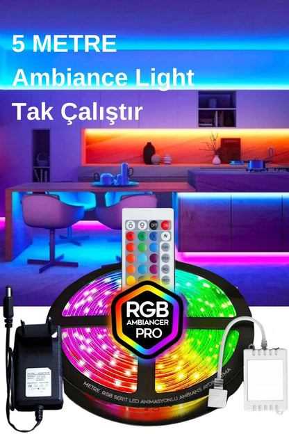 RGB LED Şerit 16 Renk Kumandalı 5 Metre